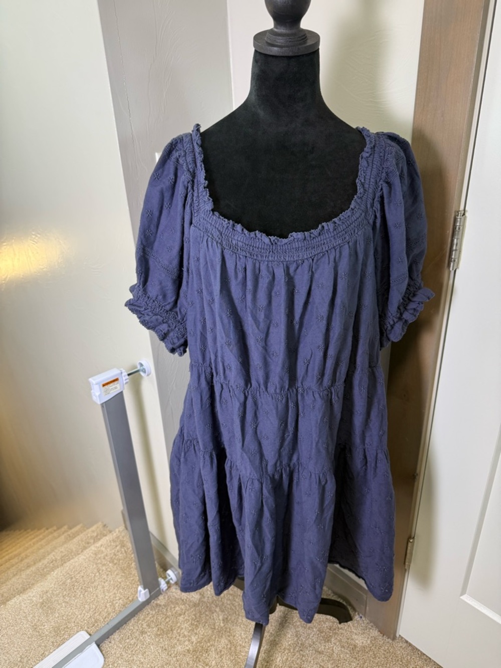 Old Navy Navy Blue Eyelet Midi Dress